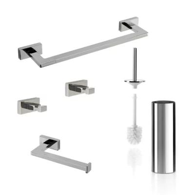 Inda Lea Kit 6 Pz Acc. Bagno Cromo con P.Ta Salviette da 45 Cm