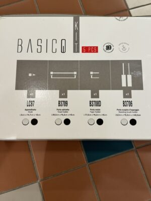 Colombo BasicQ Kit 5 Pz Acc. Bagno Cromo con porta Salviette da 39,5 Cm