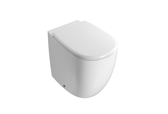 Vaso a terra Globo Daily DN001BI in ceramica con tecnologia SENZABRIDA®. Installazione filo parete e scarico regolabile MULTI per un bagno moderno e funzionale.